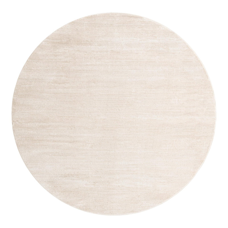 Mclellan Solid Color Machine Made Power Loom Area Rug in Ivory, Round 7'10"
