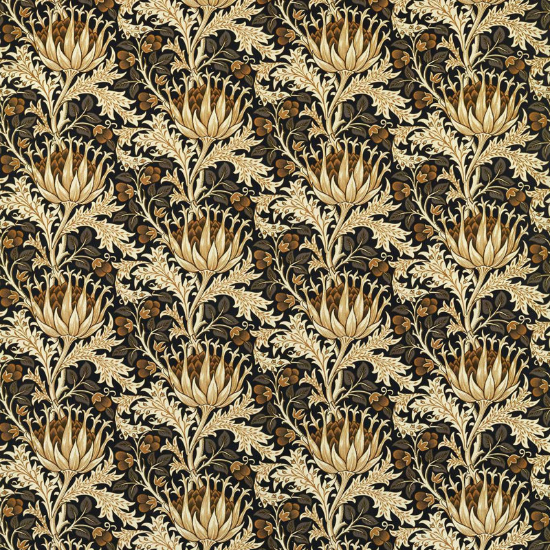 Artichoke Velvet Fabric, Midnight/Pearwood