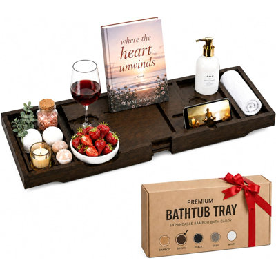 Plateau de baignoire extensible en bois - Brun