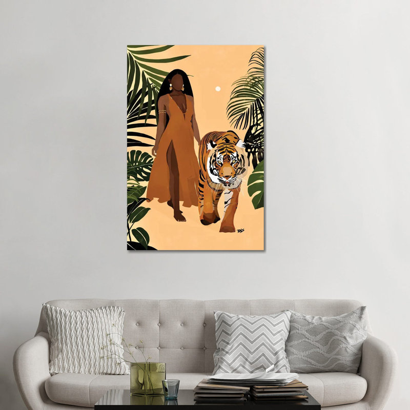 « Aliya » par Bria Nicole-impression d’art graphique, Pas de tapis, H 48 po x l 32 po x P 1,5 po, Toile tendue