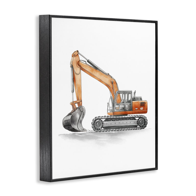 Giclée encadrée de camions de travail, conception par Christine Simpson Art, H 30 po x l 24 po, Giclée encadrée noir minuit