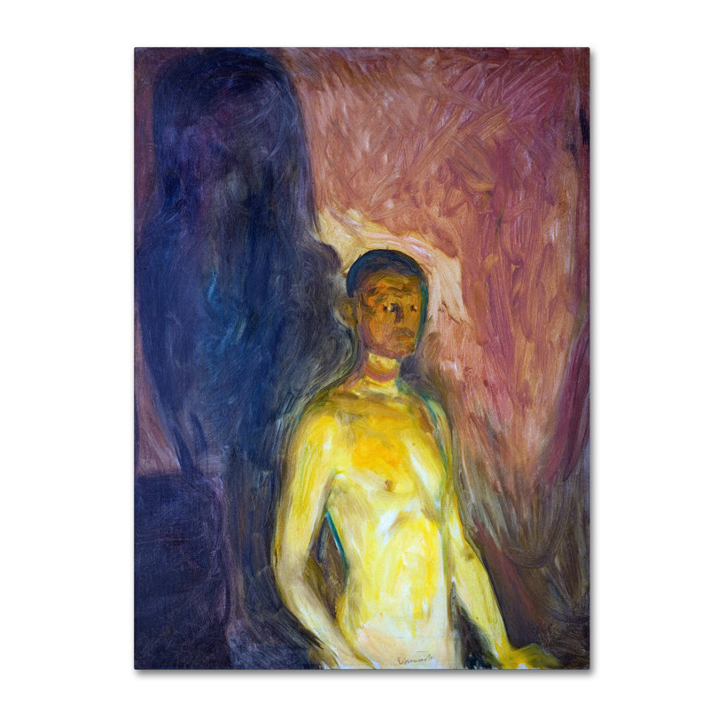 "Autoportrait en enfer" par Edvard Munch - impression sur toile tendue, H 24 po x l 18 po