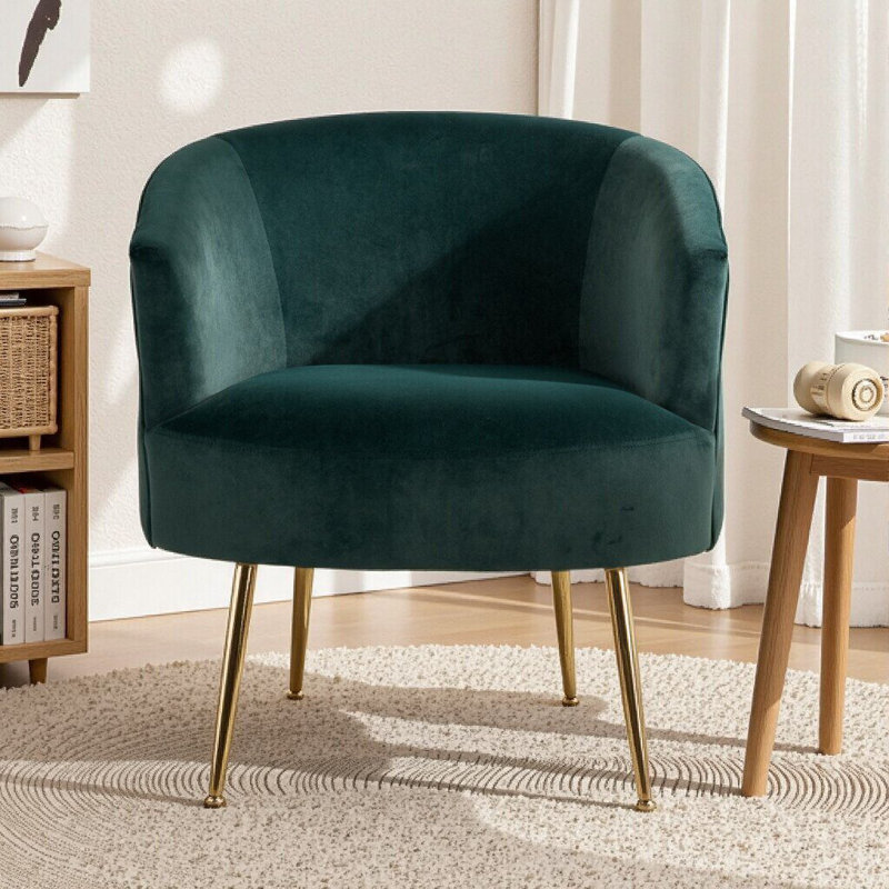 Velvet and Teddy Fabric Accent Chair With Metal Legs, Green Velvet