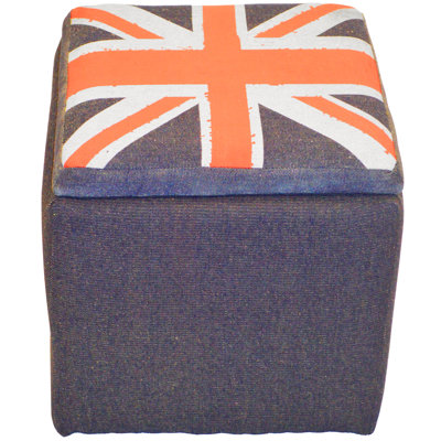40 cm W Square Striped Cube Ottoman with Storage