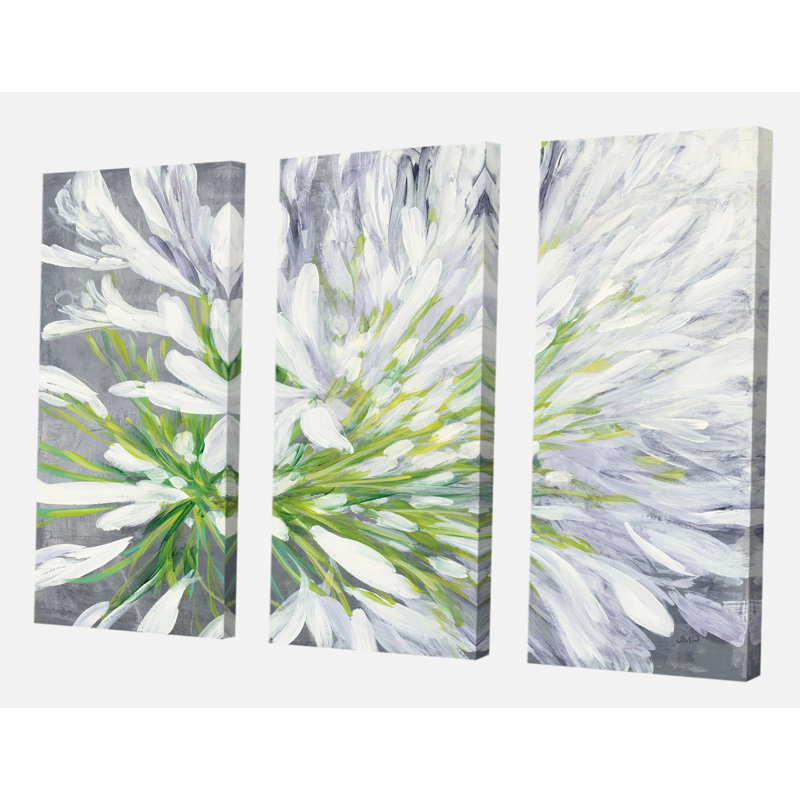 Flower Cleome Splash II - 3 pièces, reproduction d'art sur toile tendue, H 32 po x l 48 po x P 1 po