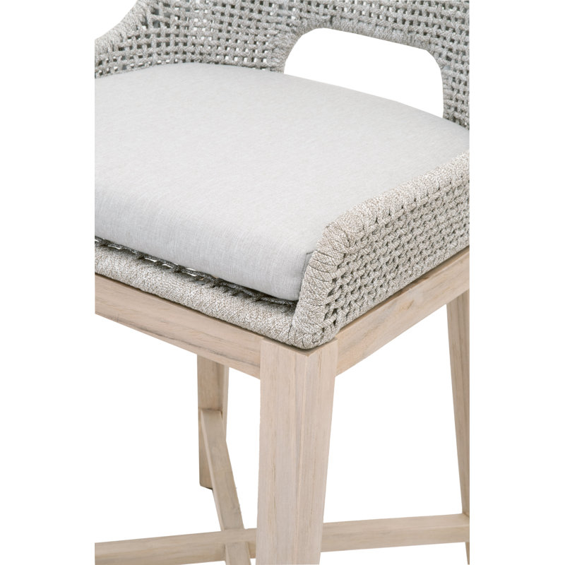 Bowker Flat Rope Outdoor 26'' Counter Stool with Cushion, Pumice Grey