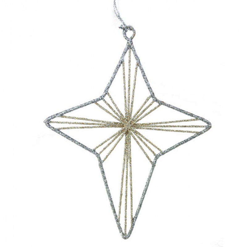 14cm Metal Holiday Shaped Ornament, Silver / Champagne Gold