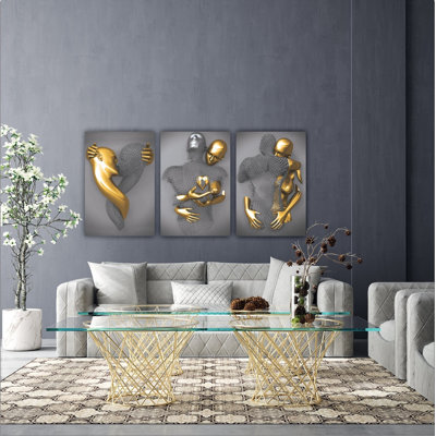 Romantic Figures Modern Acrylic Wall Art 3 Piece Set