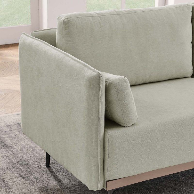 Jeconiah Upholstered 72.83'' Sofa, Beige 100% Linen, 32.28" H x 72.83" W x 31.88" D