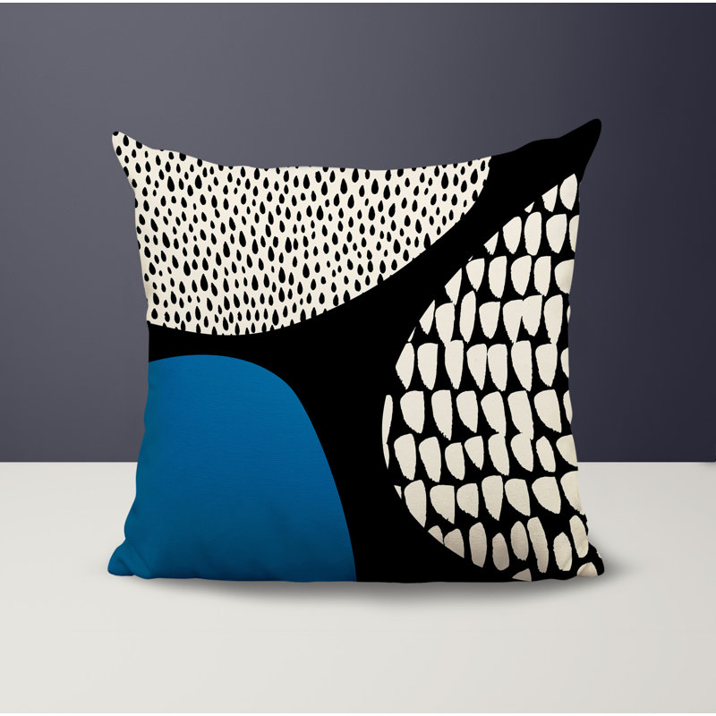 Coussin carré intérieur / extérieur pia, 19"H x 19"W, Turquoise / noir / blanc cassé