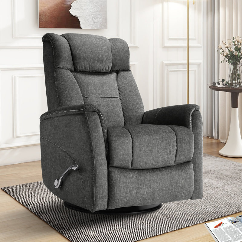 Robeline 32.2" Wide Modern Upholstered Manual Rocker Recliner, Dark Gray