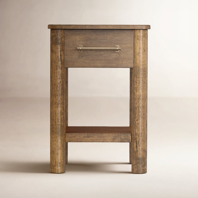 Quinn Solid Wood End Table with Storage, 25.5" H x 17.75" W x 17.75" D