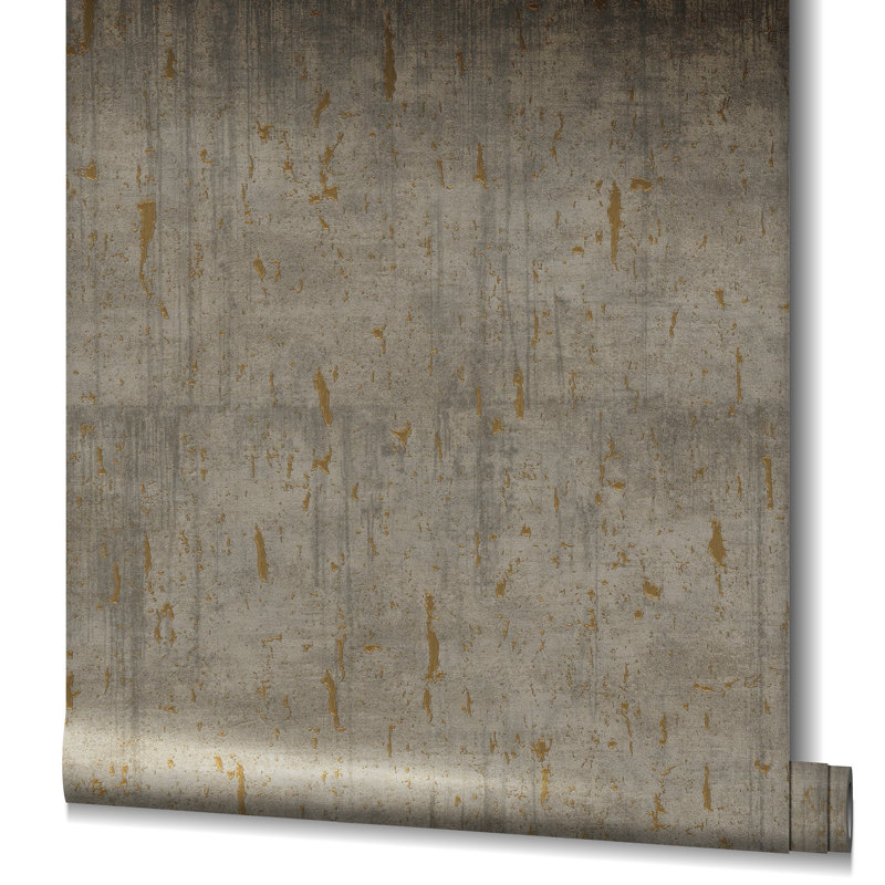 Rouleau de papier peint à texture métallique vieilli Earth Collection, Brun