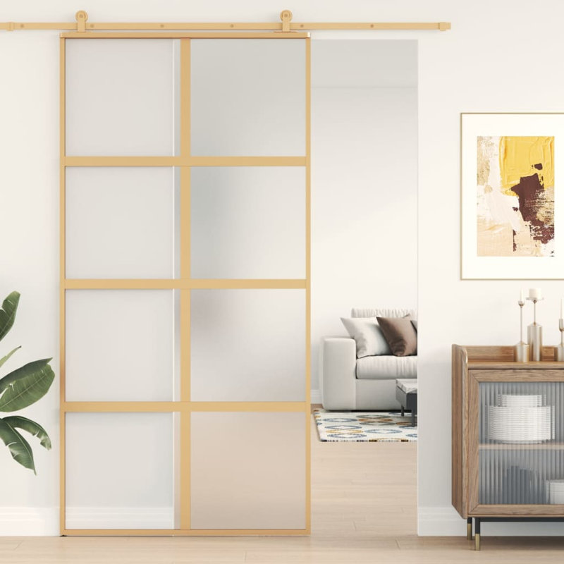 Bucknell Sliding Door, 102.5cm W x 205cm H, Gold/Light Gray
