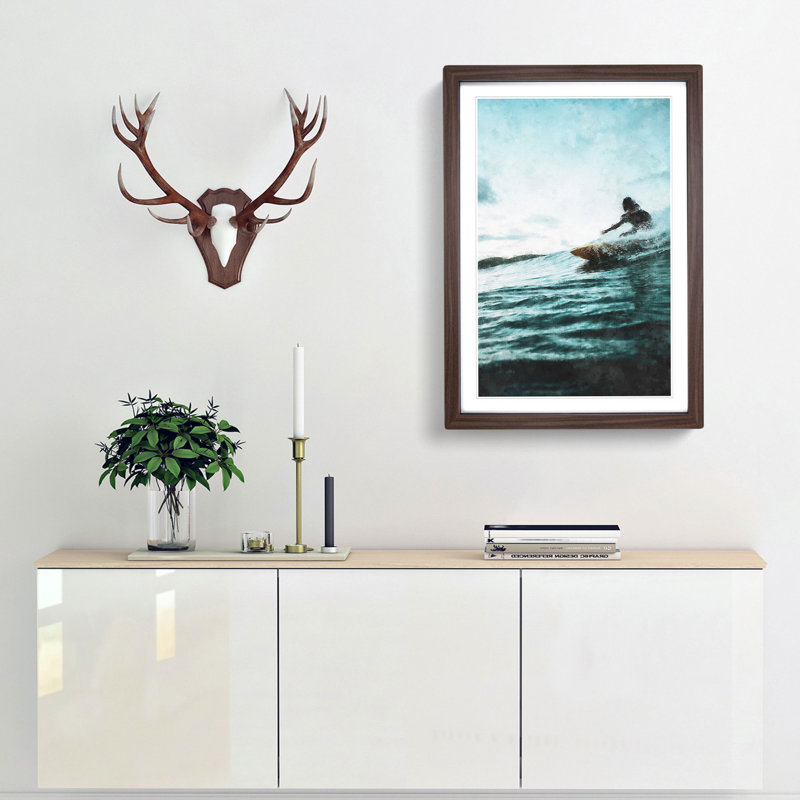 Surfing in Indonesia - Framed Print, 33cm H x 24cm W x 2cm D, Walnut Framed