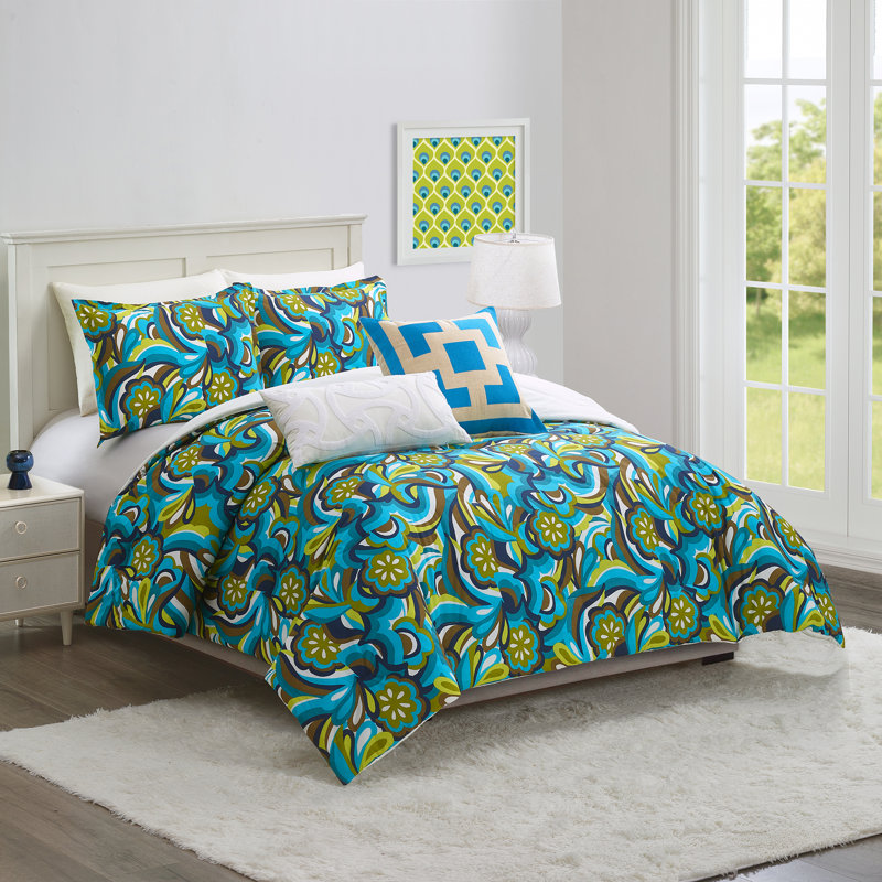 Ensemble d'édredon 100% coton percale Fall, Édredon pour grand lit + 2 taies décoratives sta