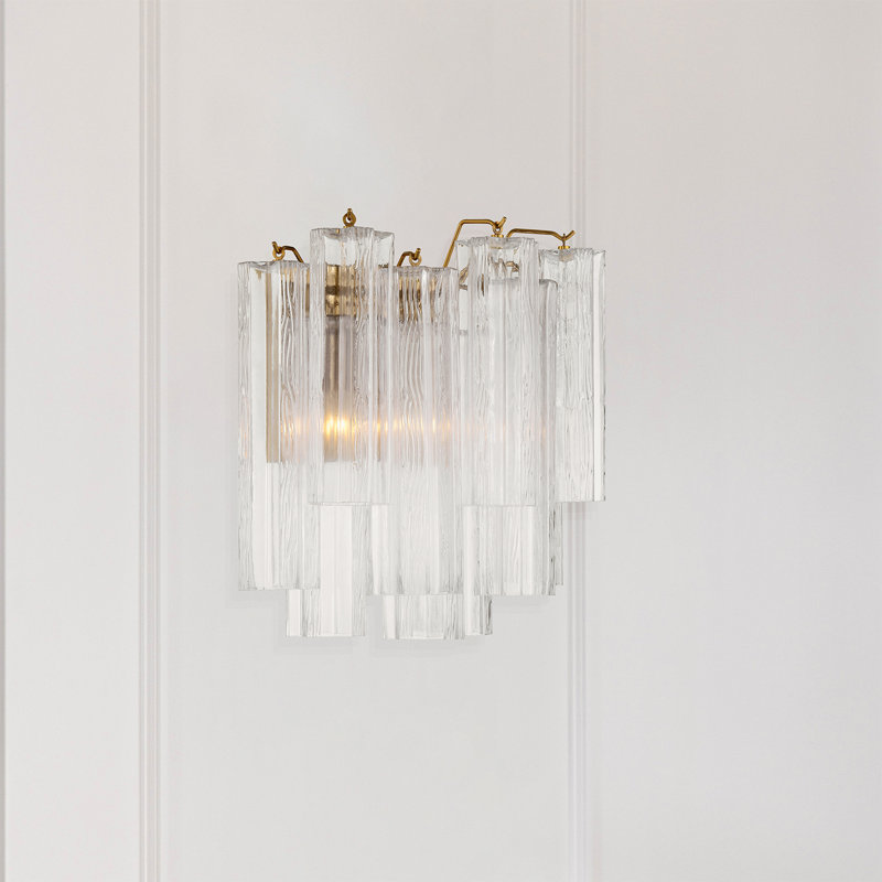 Hardman 2 Light Aged Brass Sconce, Clear, Gold