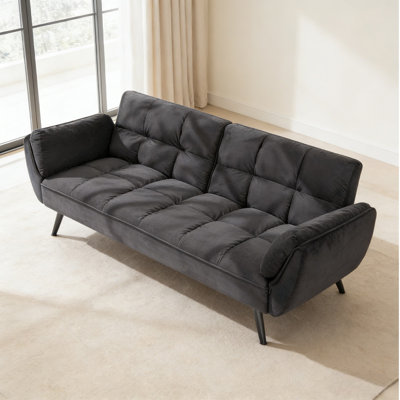Edriel 74" Convertible Velvet Futon Sofa Bed With Adjustable Backrest