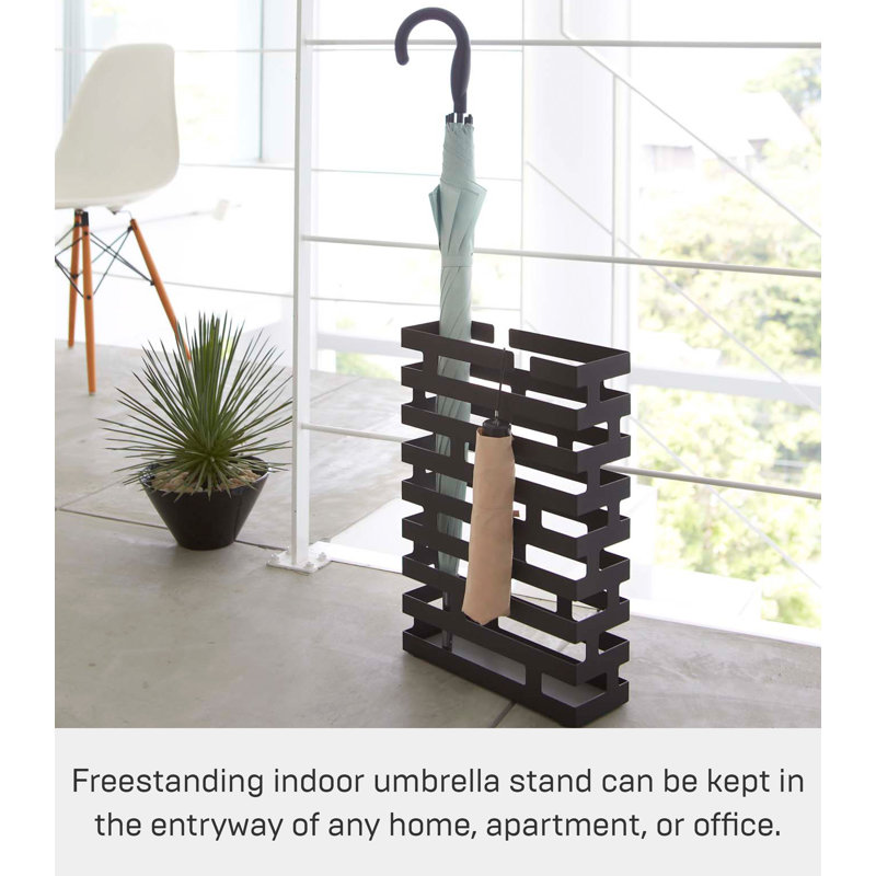 Black Powder-Coated Steel Rectangular Umbrella Stand
