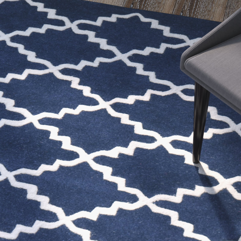 Geometric Wool Area Rug, Rectangle 122 x 183 cm