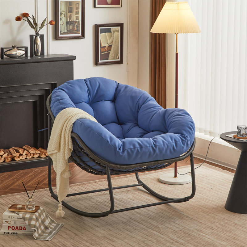 Chaise berçante Varad, Bleu, Noir