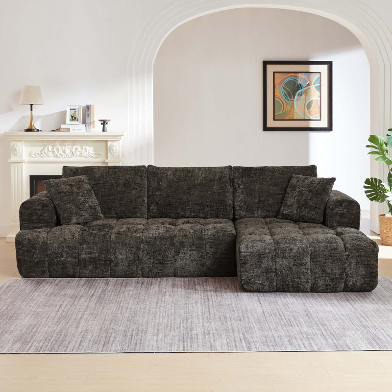 Chenille L-Shape Luxury Sectional Oversized Sofa,Mnimalist Design,Comfy Sleeper Couch for Living Room,Apartment&Reception Spaces,No Assembly Required