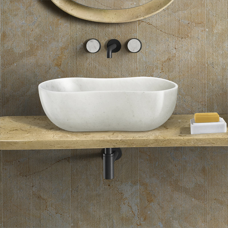 Bathroom Vessel Sink With Pre-Drilled Drain Hole, White
