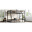 Lit superposé double au-dessus de grand lit double en métal - espace, réduction du bruit, noir mat, bas avec garde-corps, finition noire à installation simple, design, longue durée-963376973