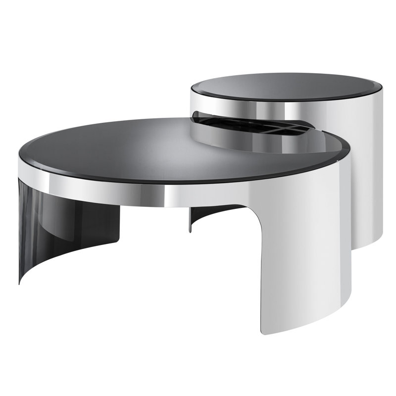 Piemonte Glass Nesting Coffee Table, SIlver