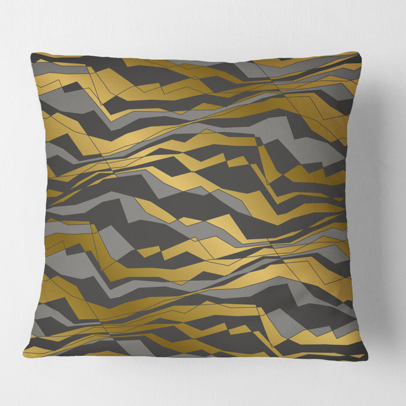 Motif de lignes et de vagues inclinées - Coussin Mid-Century, 18 po x 18 po