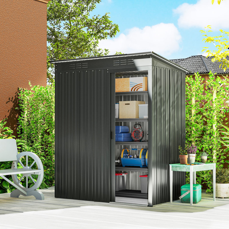 Garden Storage Shed, Dark Grey