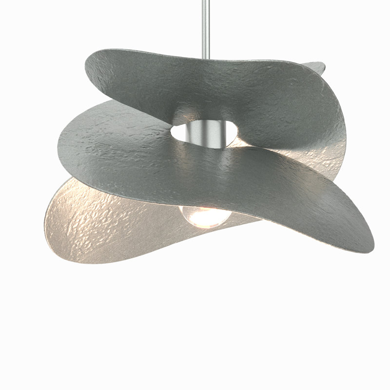 Hibiscus 1 - Light Unique/Statement Geometric Pendant, Vintage Platinum