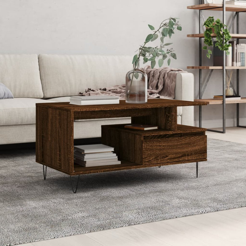 Coffee Table with Storage, Brown Oak