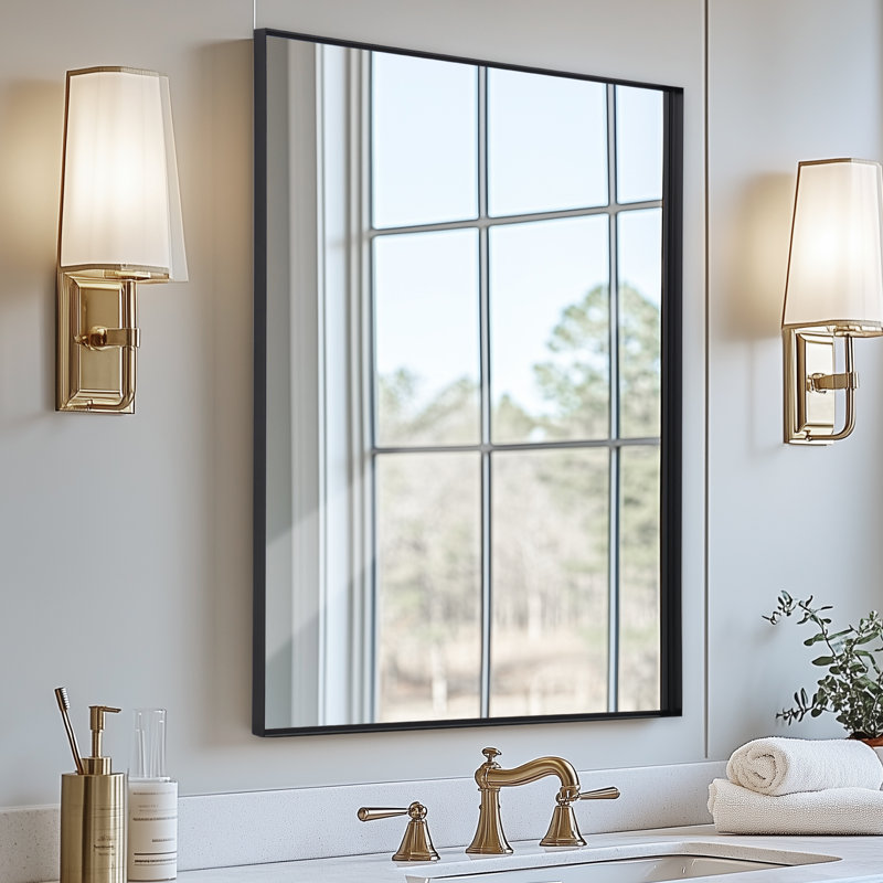 Miroirs muraux rectangulaires, verticaux ou horizontaux, Noir, noir, noir, noir, 36 po x 24 po