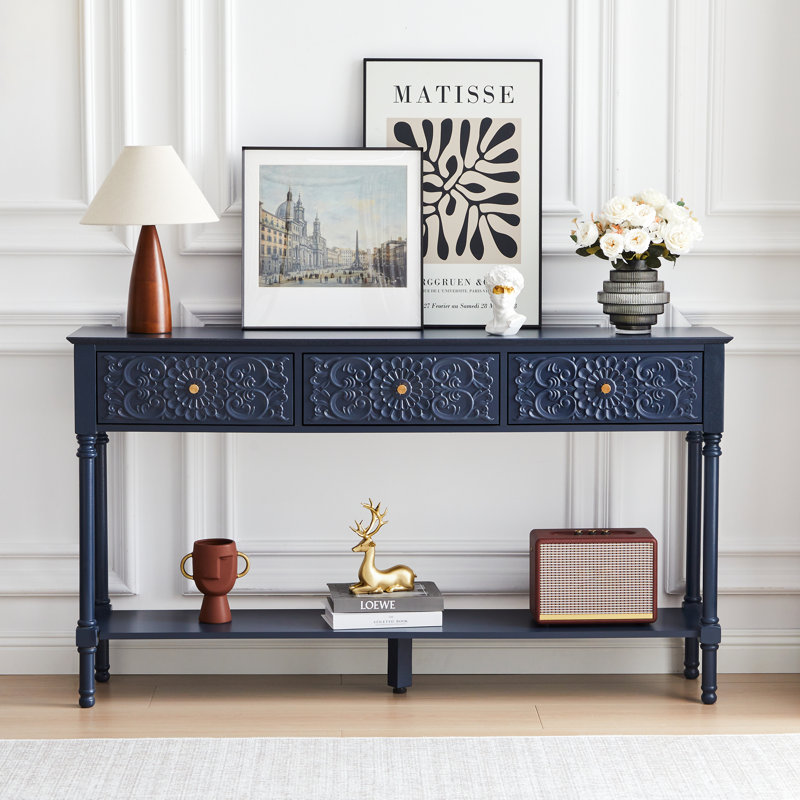 55.11'' Farmhouse Console Table, Blue