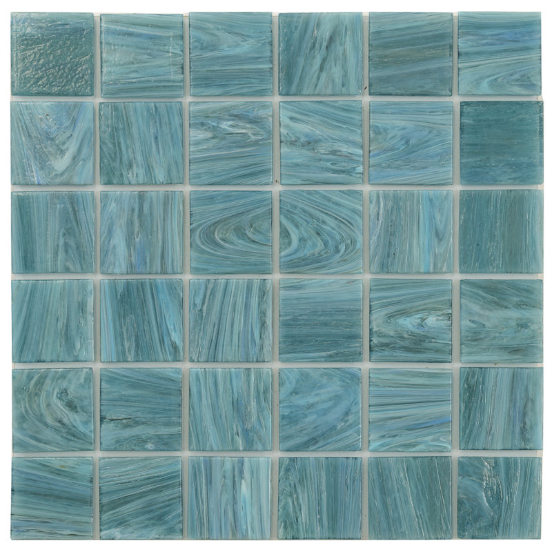 Celestial Glass Grid Mosaic Wall & Floor Tile, Yale Blue
