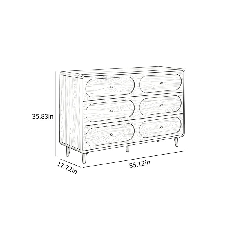 Large Capacity Rounded Solid Wood Buffet Table