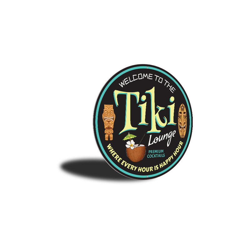 Panneau rétro en aluminium Tiki Lounge, H 12 po x l 12 po x P 0,04 po