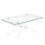 Table de salle à manger rectangulaire en verre trempé transparent, conception élégante avec pieds en métal, table de cuisine pour la salle à manger-239399502-239399500