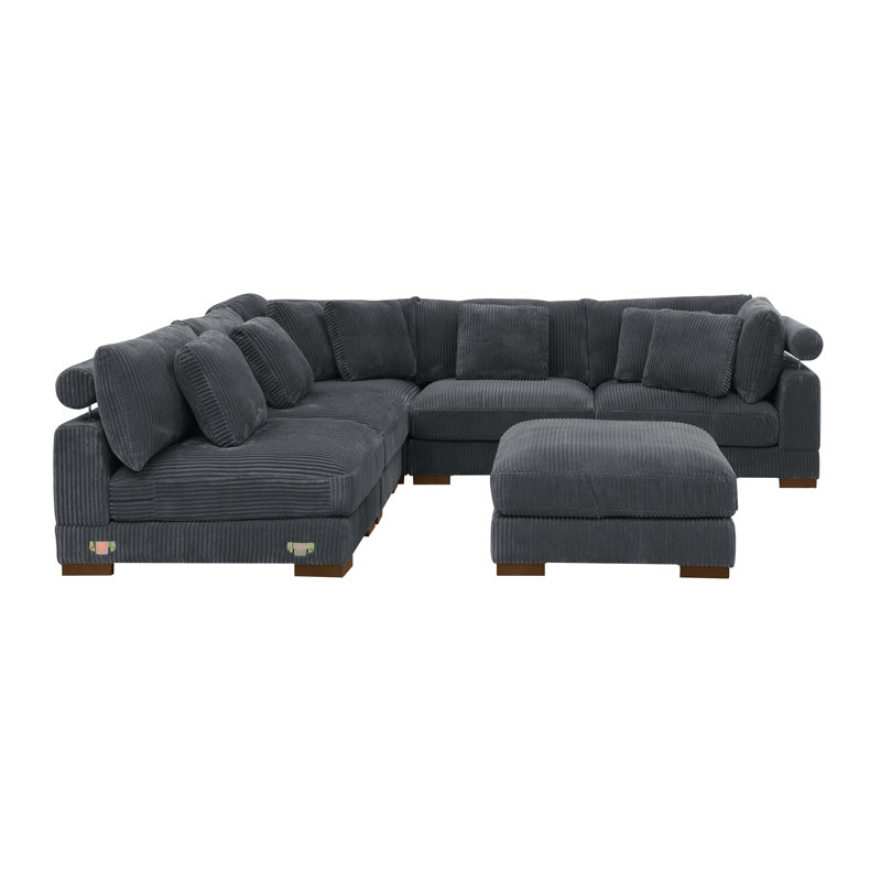Barcombe Modular Corduroy Sectional, Dark Gray Corduroy