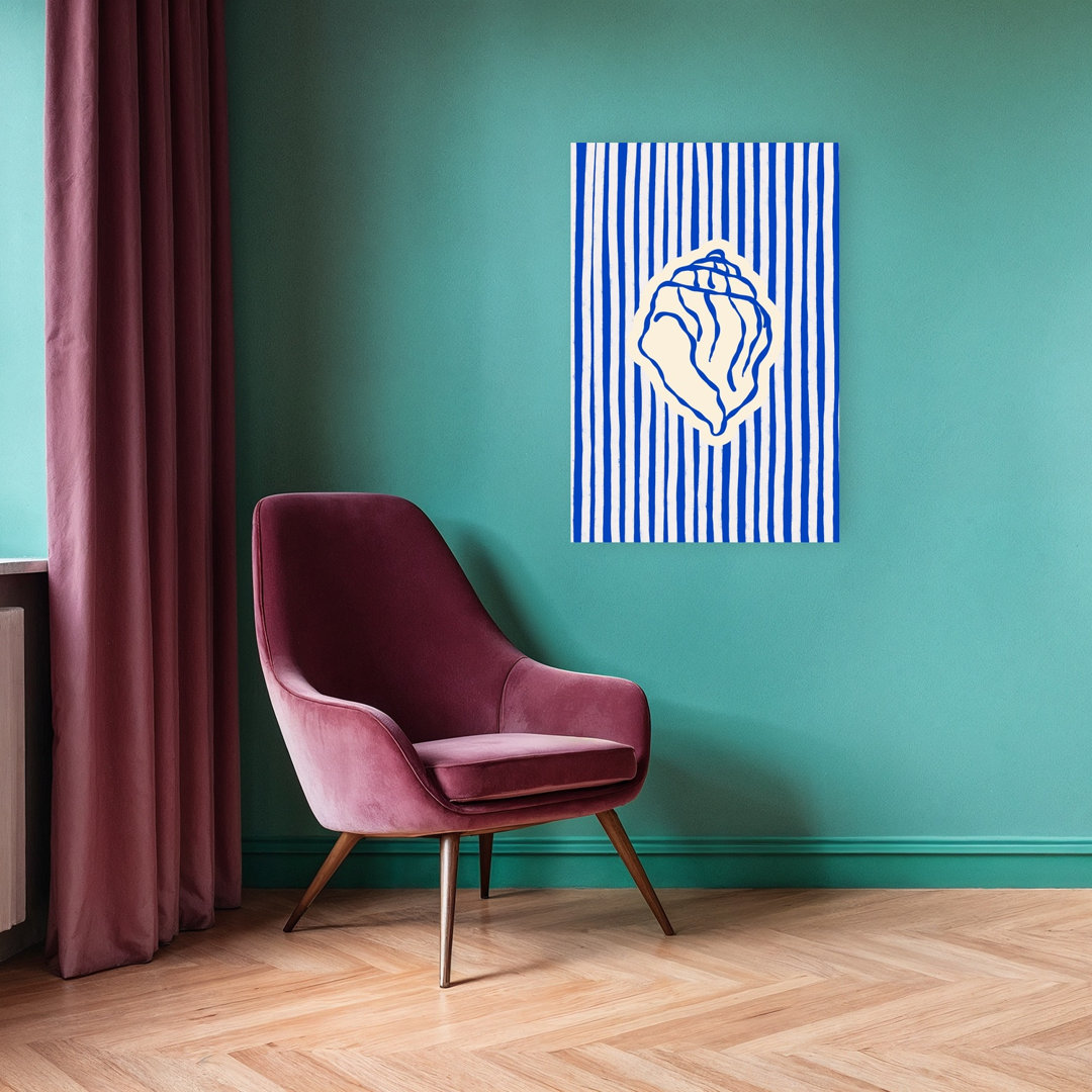 Coastal Seashell Stripes Abstract Modern Coastal Wall Art Print