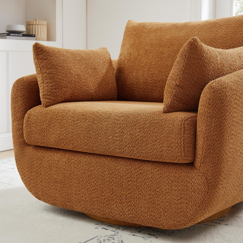Lazareth 40 "Width Boucle Rotating Single Chair Soft And Comfortable , Curry