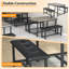 Ensemble de table de salle à manger de ferme 3 pièces pour 4 personnes, table de cuisine rectangulaire avec 2 bancs rembourrés, mobilier peu encombrant pour appartement et petits espaces, gris-401959462