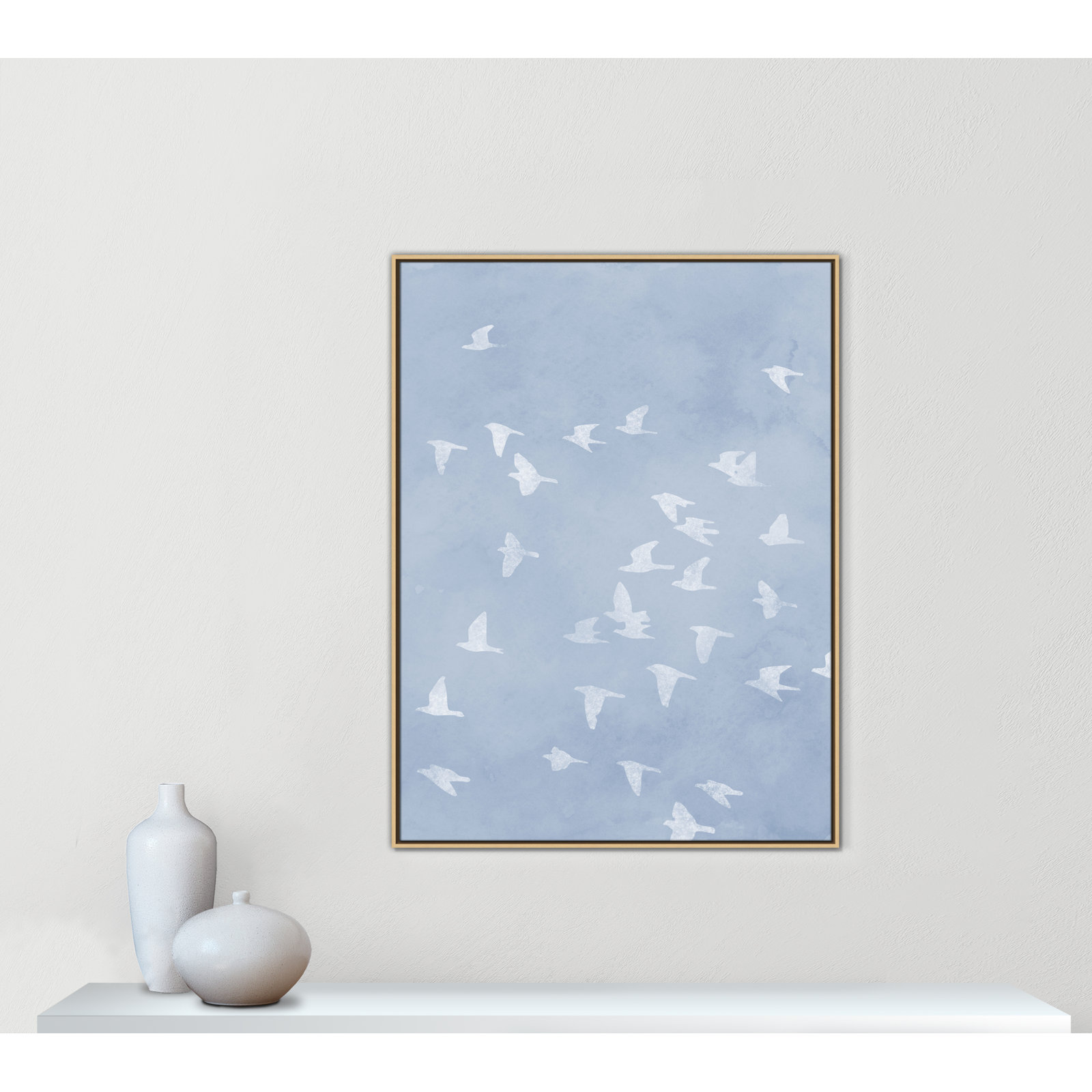 Flying Friends Print by Marcus Prime, 37.5'' W x 49.5'' H, Natural Floater
