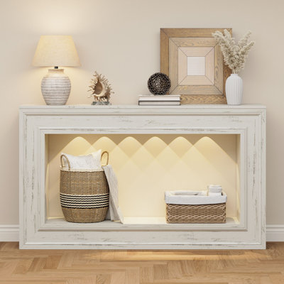 Console de 55 po avec éclairage à DEL, tables d'entrée en bois, tables de canapé