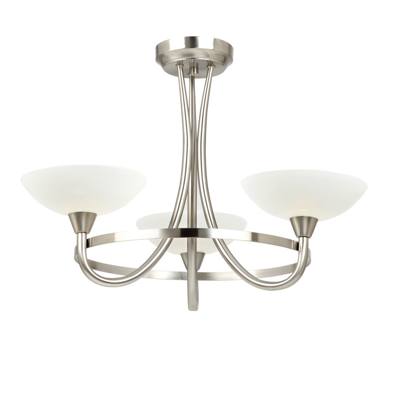 Montague Glass Semi Flush Mount, Satin Chrome