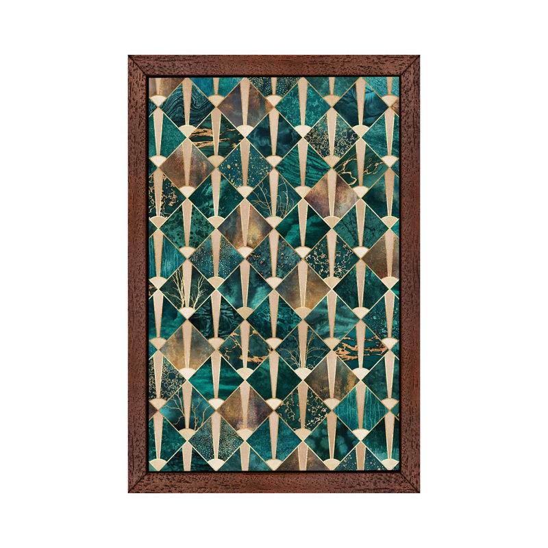 Art Deco Tiles I by Elisabeth Fredriksson - Print on Canvas, 152.5 cm H x 101.5 cm W, Brown Framed