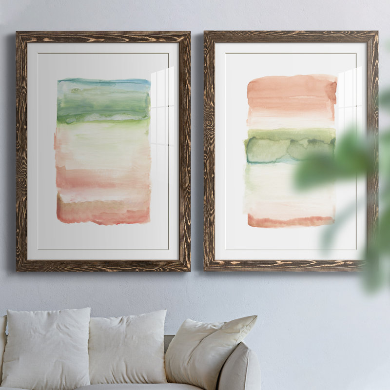 Skye I - ensemble de 2 peintures, H 37,5 po x l 55 po x P 1,5 po, Papier, cadre noyer
