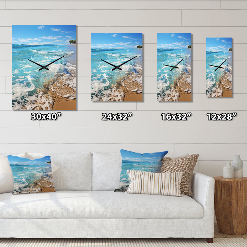 Beach Photo Coastal Reverie V - Horloge murale nautique et de plage surdimensionnée, Médium