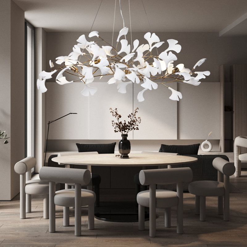 Lustre en céramique Ginkgo, H 21 po x l 39,5 po x P 39,5 po